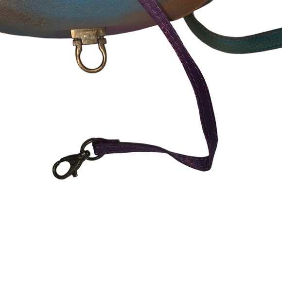 Anuschka Hand Painted Crossbody Saddle Bag Peacock Lily Purse - Picture 10 of 12